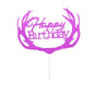 Happy Birthday Cake Topper Colour Printed Acrylic Party Decorations - Rose Red-Deer V528-DEER-ROSERED-232210
