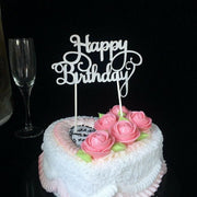 Happy Birthday Cake Topper Colour Printed Acrylic Party Decorations - Rose Red-Deer V528-DEER-ROSERED-232210