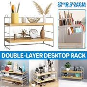 Double Layer Storage Shelf Desktop Organizer Cosmetics Stationery Rack for Desk V528-DESKTOP-SHELVING-2-417587
