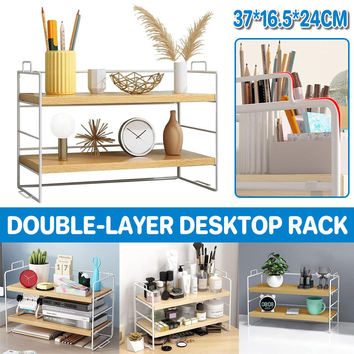 Double Layer Storage Shelf Desktop Organizer Cosmetics Stationery Rack for Desk V528-DESKTOP-SHELVING-2-417587