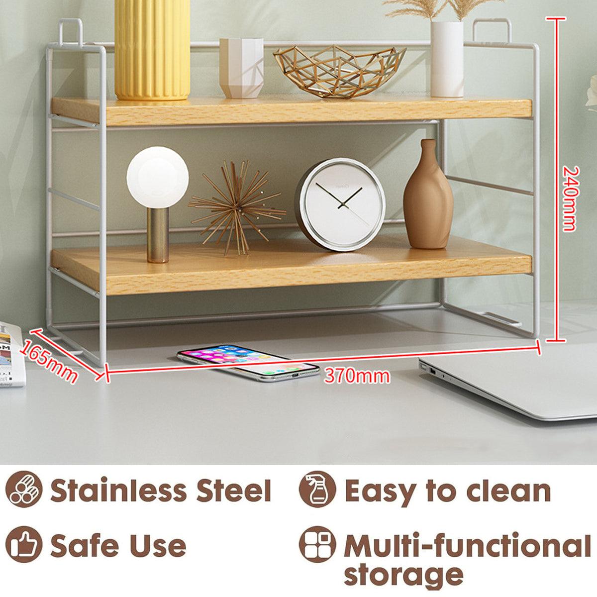 Double Layer Storage Shelf Desktop Organizer Cosmetics Stationery Rack for Desk V528-DESKTOP-SHELVING-2-417587