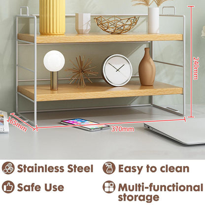 Double Layer Storage Shelf Desktop Organizer Cosmetics Stationery Rack for Desk V528-DESKTOP-SHELVING-2-417587