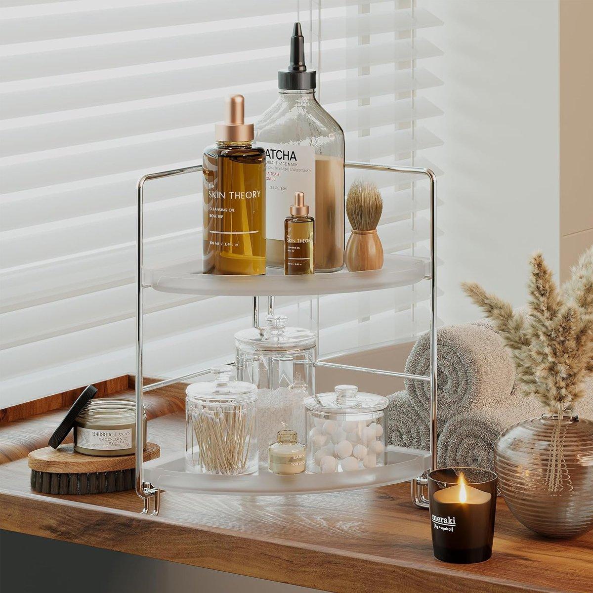 2 Tier Countertop Shelf Organizer Storage Rack for Kitchen Bathroom and Office V528-DESKTOP-STORAGE-WHITE-447516