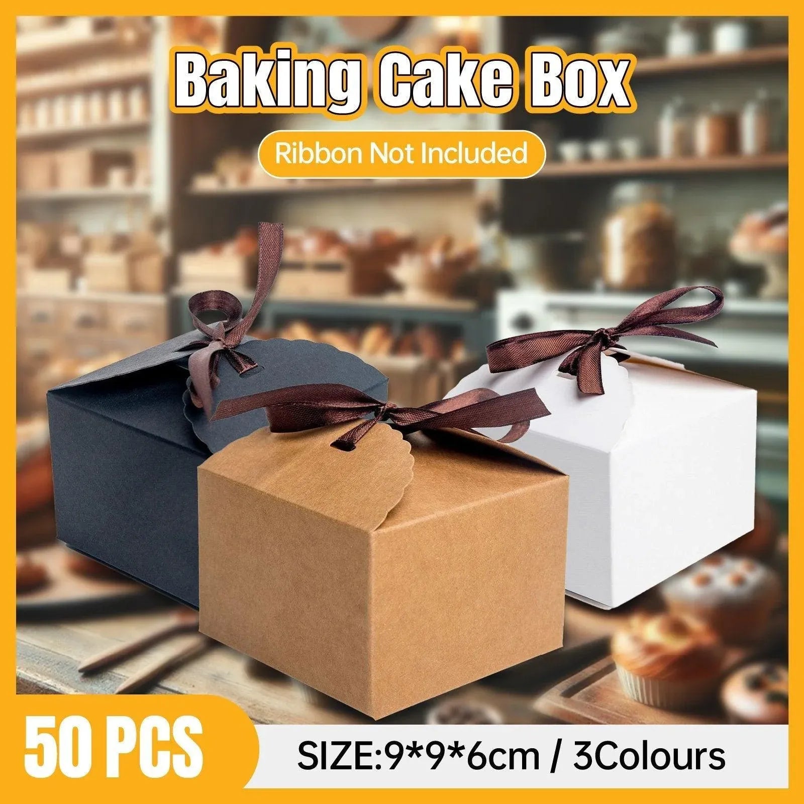 Premium Bakery Boxes: Elegant & Durable Cake Packaging - Multi-Color Options - Kraft V528-DESSERT-BOX-BROWN-50PCS-731254