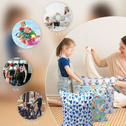 2PCS Cartoon Printed Diaper Bag Double Zipper Washable Storage Organizer - Blue Heart V528-DIAPER-BAG-2PCS-BLUE-HEART-678152