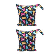2PCS Cartoon Printed Diaper Bag Double Zipper Washable Storage Organizer - Blue Heart V528-DIAPER-BAG-2PCS-BLUE-HEART-678152