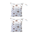 2PCS Cartoon Printed Diaper Bag Double Zipper Washable Storage Organizer - Colour Heart V528-DIAPER-BAG-2PCS-COLOR-HEART-367548