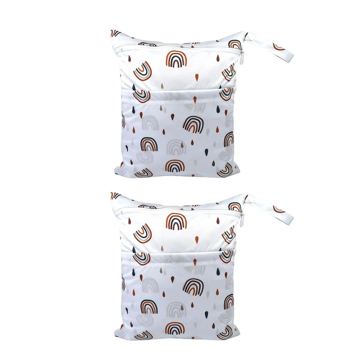 2PCS Cartoon Printed Diaper Bag Double Zipper Washable Storage Organizer - Colour Heart V528-DIAPER-BAG-2PCS-COLOR-HEART-367548