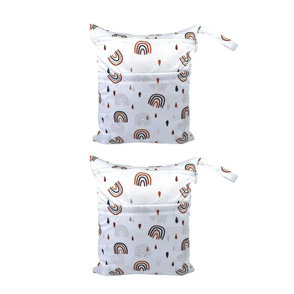 2PCS Cartoon Printed Diaper Bag Double Zipper Washable Storage Organizer - Colour Heart V528-DIAPER-BAG-2PCS-COLOR-HEART-367548