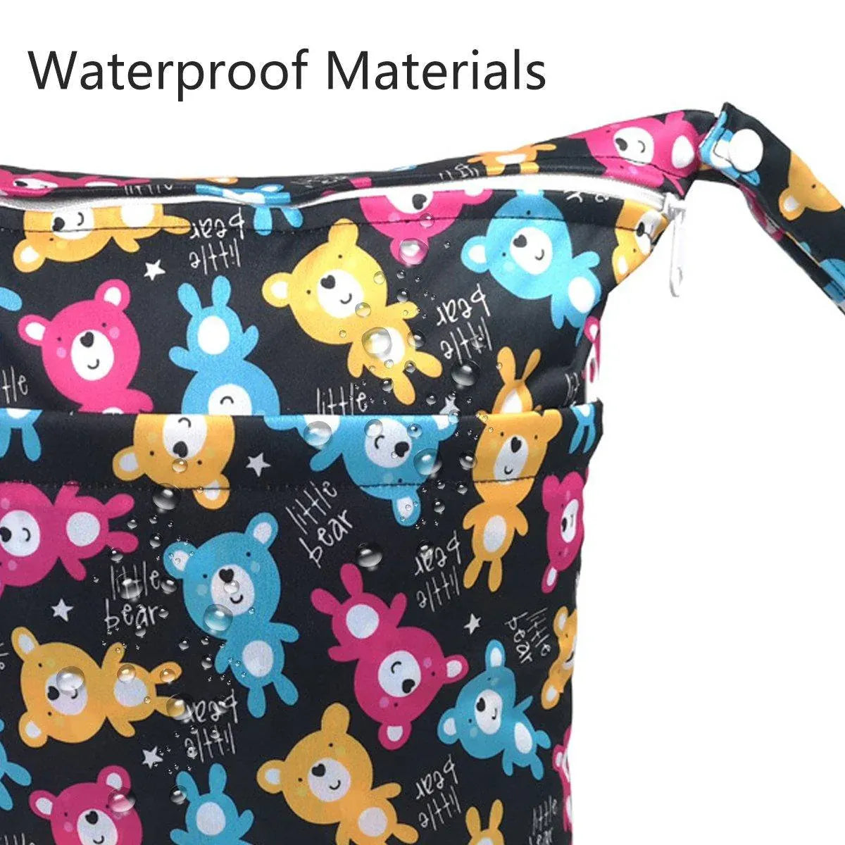 2PCS Cartoon Printed Diaper Bag Double Zipper Washable Storage Organizer - Colour Heart V528-DIAPER-BAG-2PCS-COLOR-HEART-367548