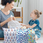 2PCS Cartoon Printed Diaper Bag Double Zipper Washable Storage Organizer - Colour Heart V528-DIAPER-BAG-2PCS-COLOR-HEART-367548