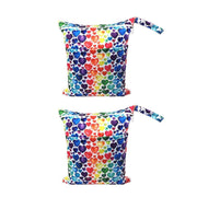 2PCS Cartoon Printed Diaper Bag Double Zipper Washable Storage Organizer - Colour Heart V528-DIAPER-BAG-2PCS-COLOR-HEART-367548