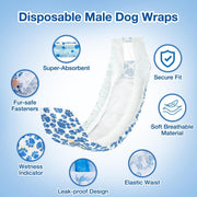 Disposable Female Dog Diapers Leakproof Breathable with Colour Indicator - S 26-46cm V528-DIAPERS-FEMALE-S-312171