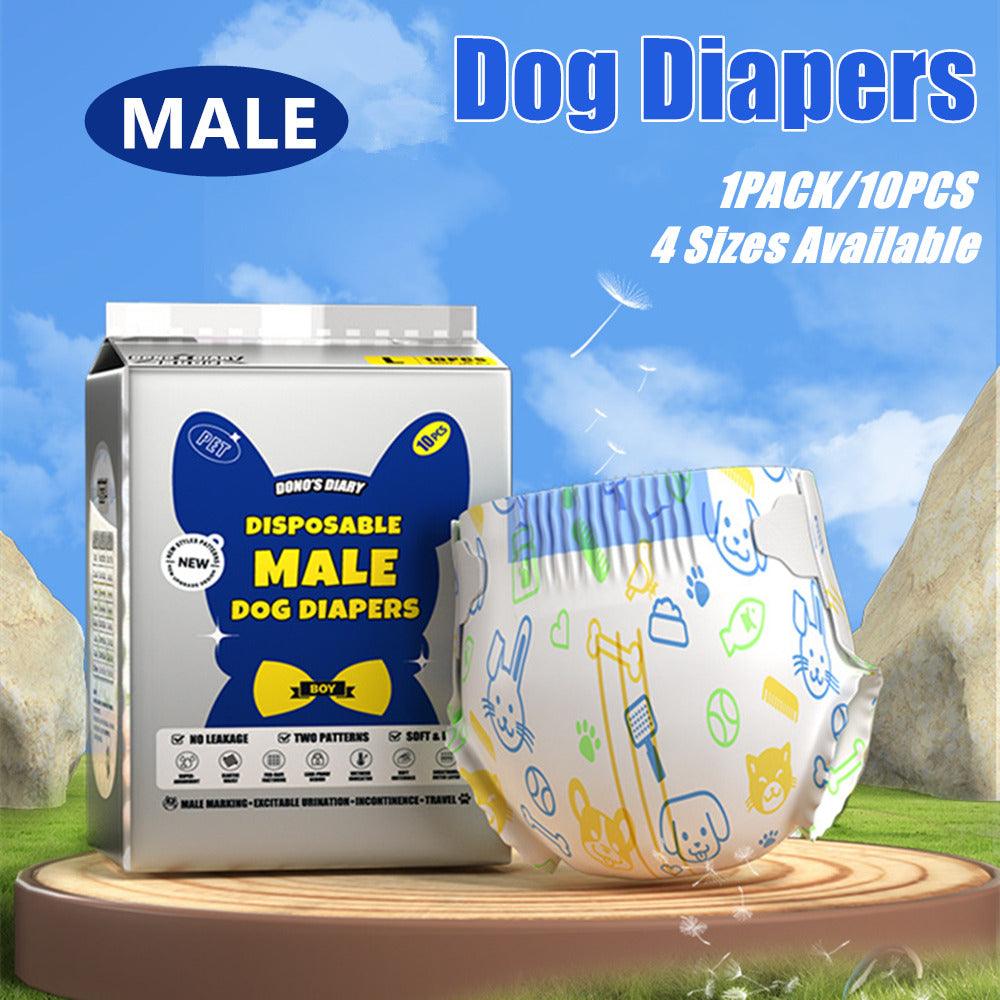 Male Disposable Dog Diapers Leakproof Breathable with Colour Indicator - L 63-81cm V528-DIAPERS-MALE-L-129133