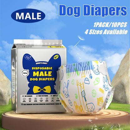 Male Disposable Dog Diapers Leakproof Breathable with Colour Indicator - S 30-48cm V528-DIAPERS-MALE-S-782856