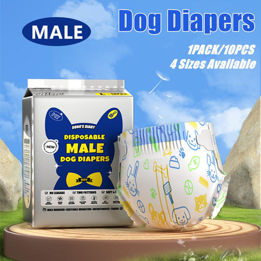Male Disposable Dog Diapers Leakproof Breathable with Colour Indicator - S 30-48cm V528-DIAPERS-MALE-S-782856