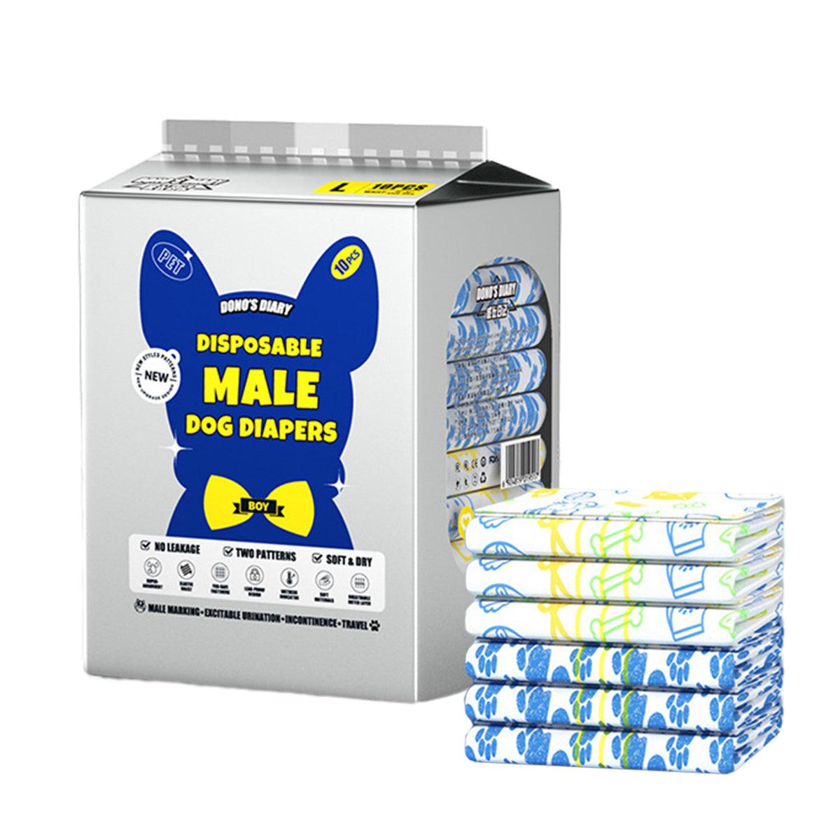 Male Disposable Dog Diapers Leakproof Breathable with Colour Indicator - S 30-48cm V528-DIAPERS-MALE-S-782856