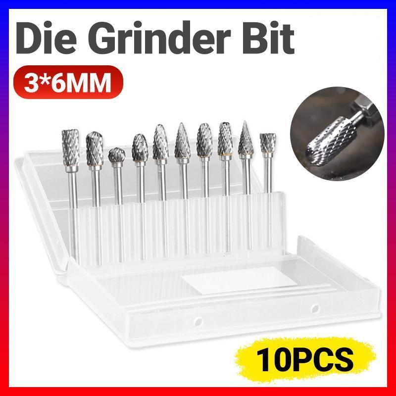 10Pcs Tungsten Steel Carbide 6mm Rotary Burr Set for Die Grinder V528-DIEGRINDERBIT-825231