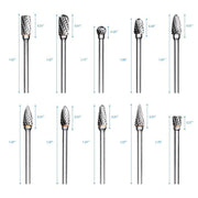 10Pcs Tungsten Steel Carbide 6mm Rotary Burr Set for Die Grinder V528-DIEGRINDERBIT-825231
