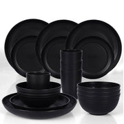 16PCS Eco-Friendly Wheat Straw Portable Tableware Set with Plate Bowl Cup V528-DINNERWARE-BLACK-16PCS-930859