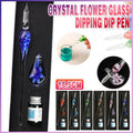 Crystal Flower Glass Dipping Dip Pen Writing Set Gift Pack Fountain Calligraphy - Blue V528-DIPPINGPENSET-BLUE-201413