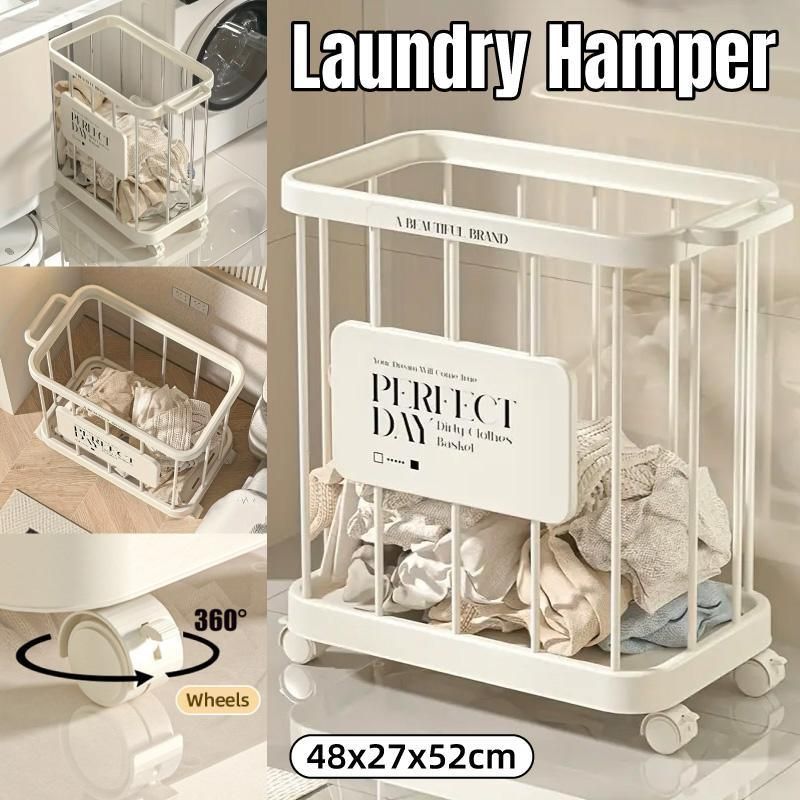 Removable Laundry Basket Clothes Organizer Household Storage Bin with Shelving V528-DIRTY-48-27-387622