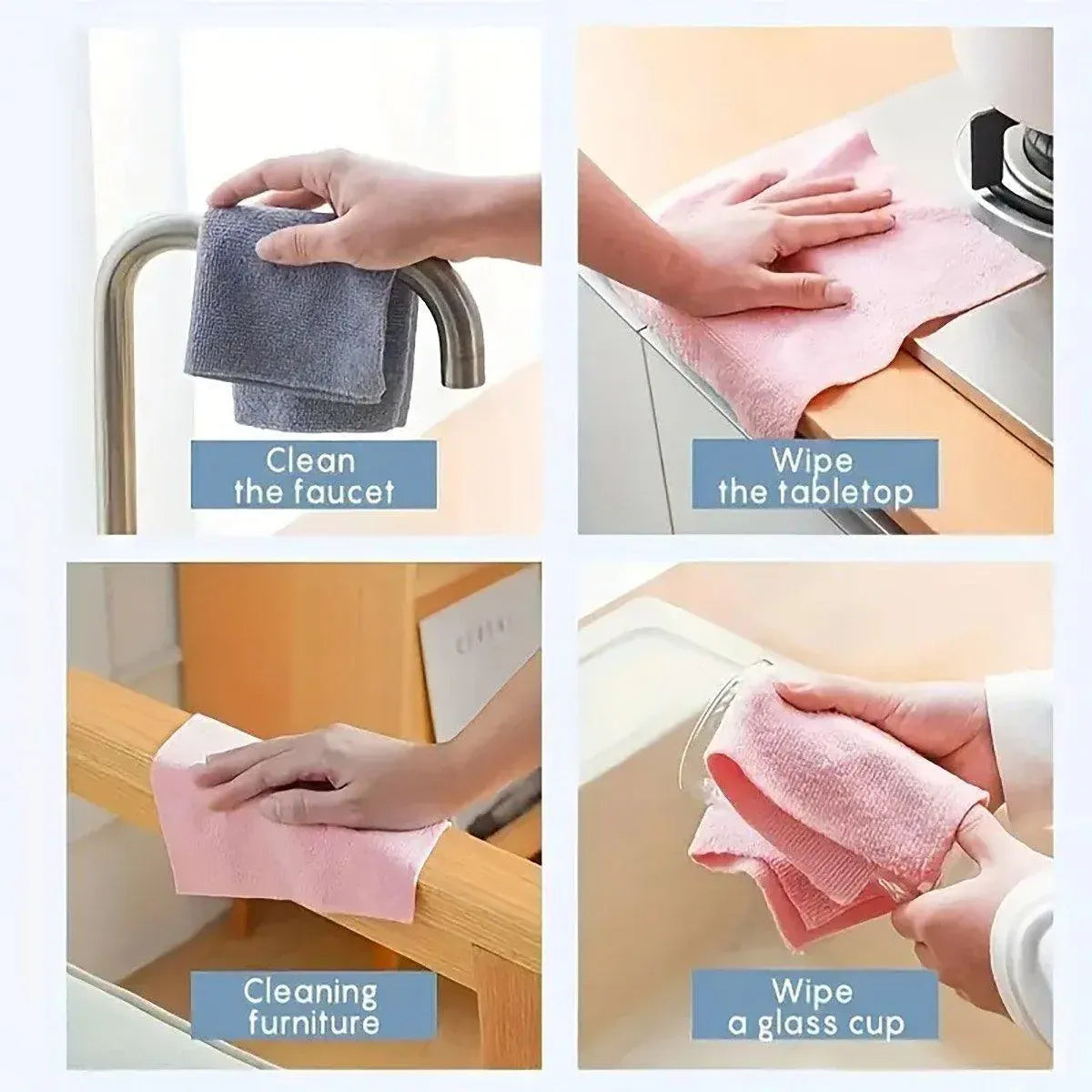 Multifunctional Kitchen Cleaning Towel Strong Absorbent Hand Tear Dish Cloth - Pink V528-DISH-TOWELS-PINK-554840