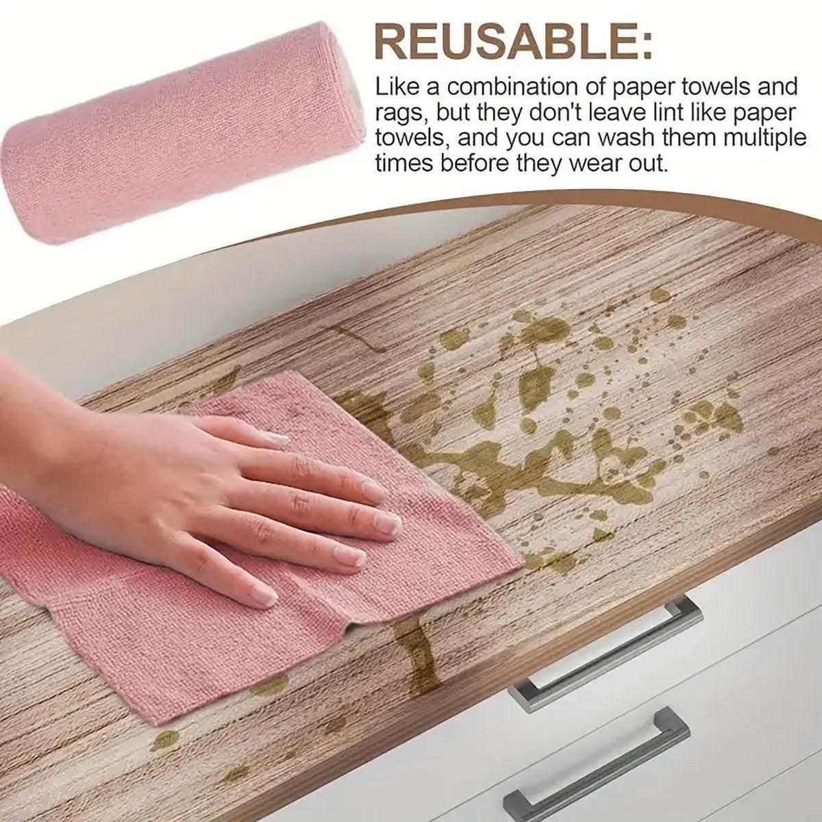 Multifunctional Kitchen Cleaning Towel Strong Absorbent Hand Tear Dish Cloth - Pink V528-DISH-TOWELS-PINK-554840