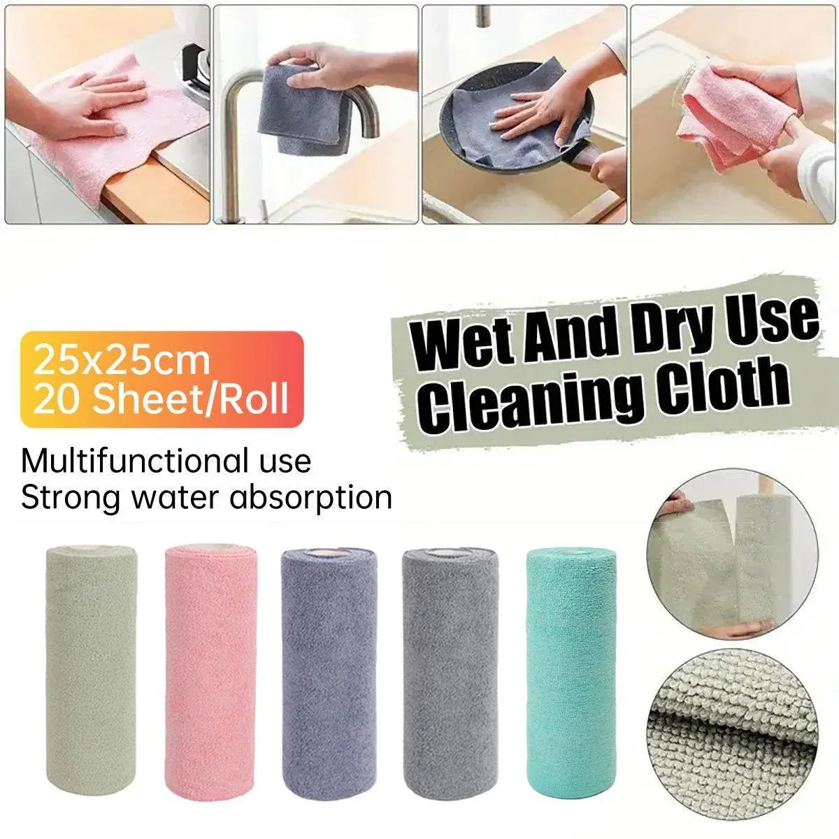 Multifunctional Kitchen Cleaning Towel Strong Absorbent Hand Tear Dish Cloth - Cyan Blue V528-DISH-TOWELS-QS-985544