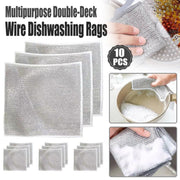 10PCS Double Layer Dishcloth Non-stick Oil Kitchen Cleaning Cloth Metal Fiber V528-DISHCLOTH-10PCS-301239
