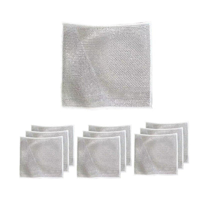 10PCS Double Layer Dishcloth Non-stick Oil Kitchen Cleaning Cloth Metal Fiber V528-DISHCLOTH-10PCS-301239