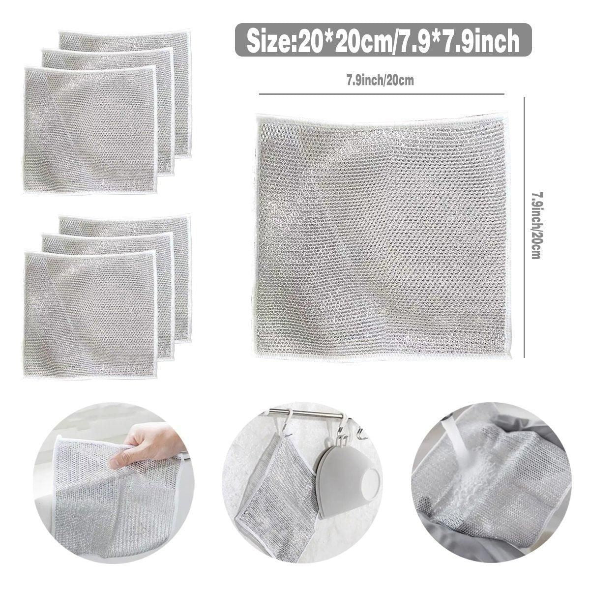 10PCS Double Layer Dishcloth Non-stick Oil Kitchen Cleaning Cloth Metal Fiber V528-DISHCLOTH-10PCS-301239
