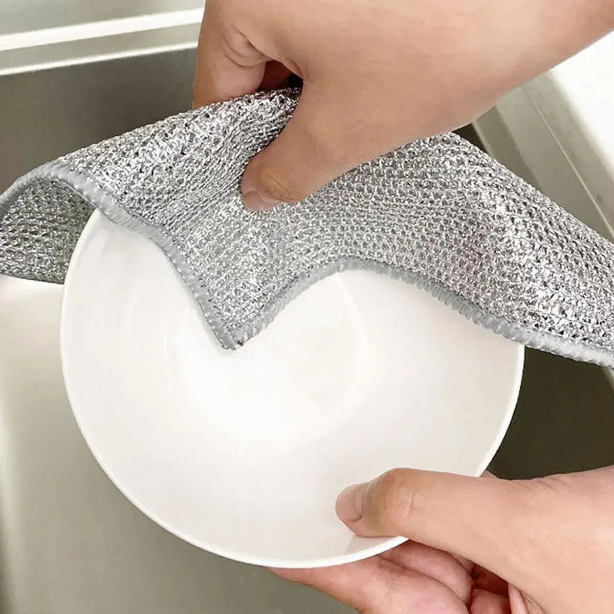 10PCS Double Layer Dishcloth Non-stick Oil Kitchen Cleaning Cloth Metal Fiber V528-DISHCLOTH-10PCS-301239