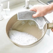 10PCS Double Layer Dishcloth Non-stick Oil Kitchen Cleaning Cloth Metal Fiber V528-DISHCLOTH-10PCS-301239