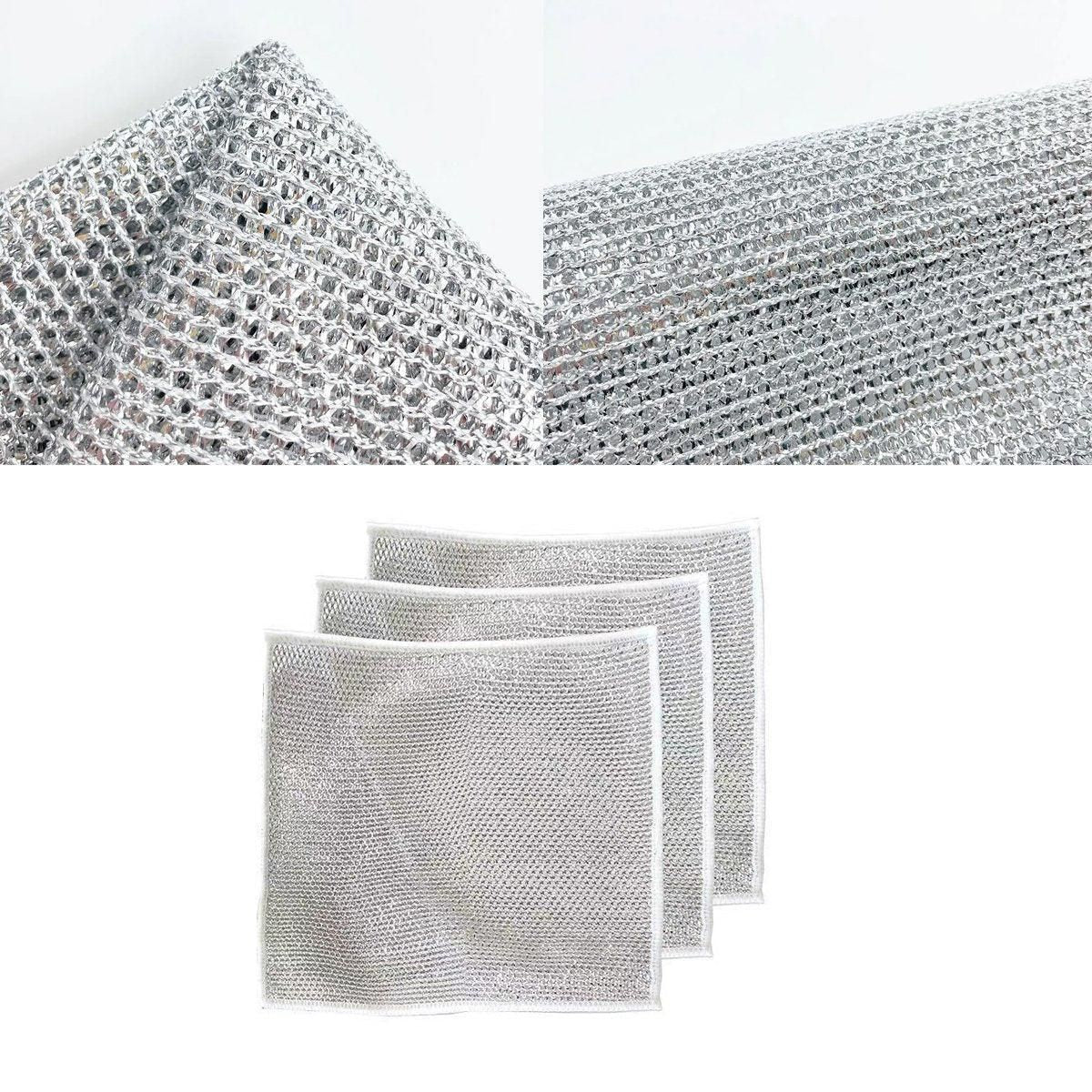 10PCS Double Layer Dishcloth Non-stick Oil Kitchen Cleaning Cloth Metal Fiber V528-DISHCLOTH-10PCS-301239