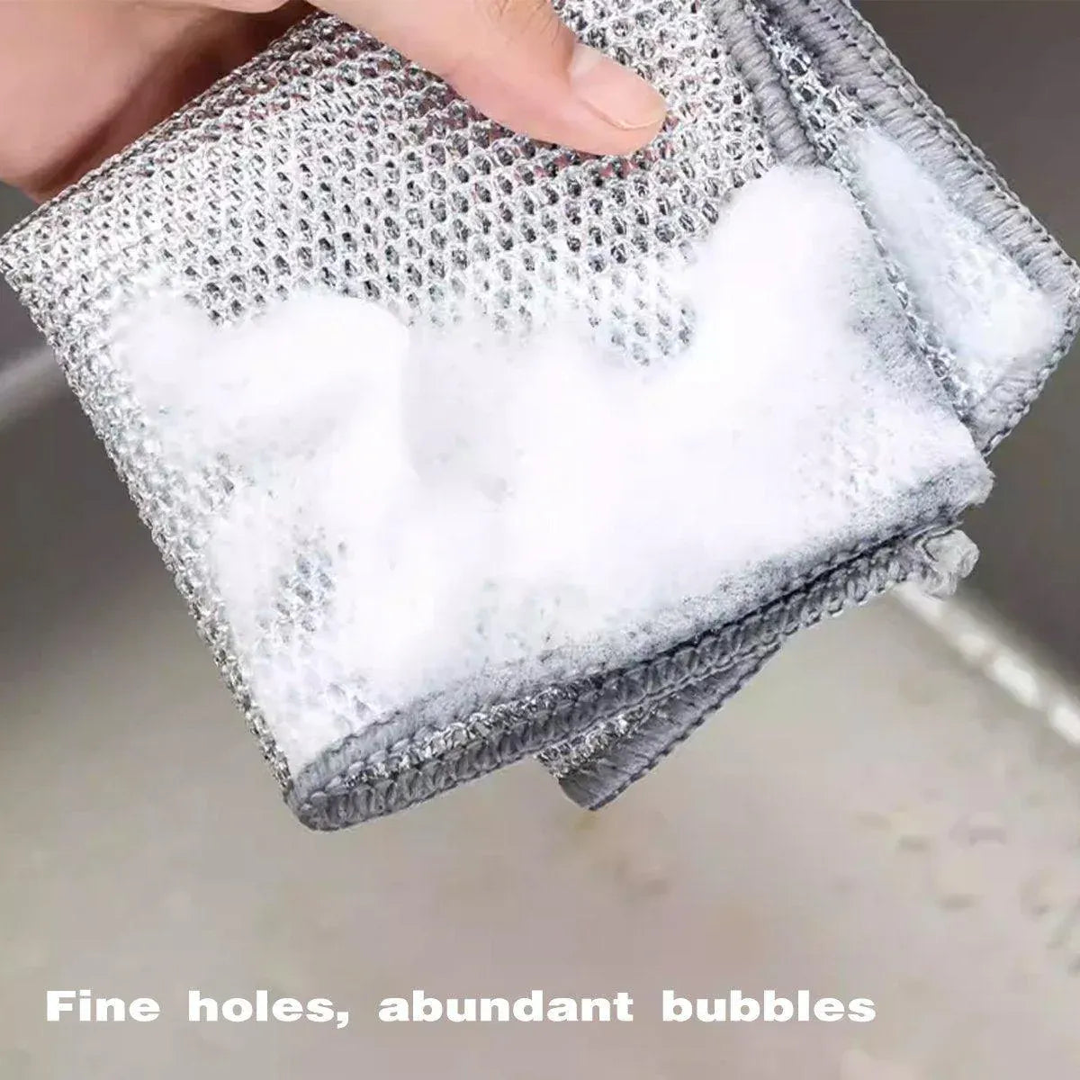 10PCS Double Layer Dishcloth Non-stick Oil Kitchen Cleaning Cloth Metal Fiber V528-DISHCLOTH-10PCS-301239