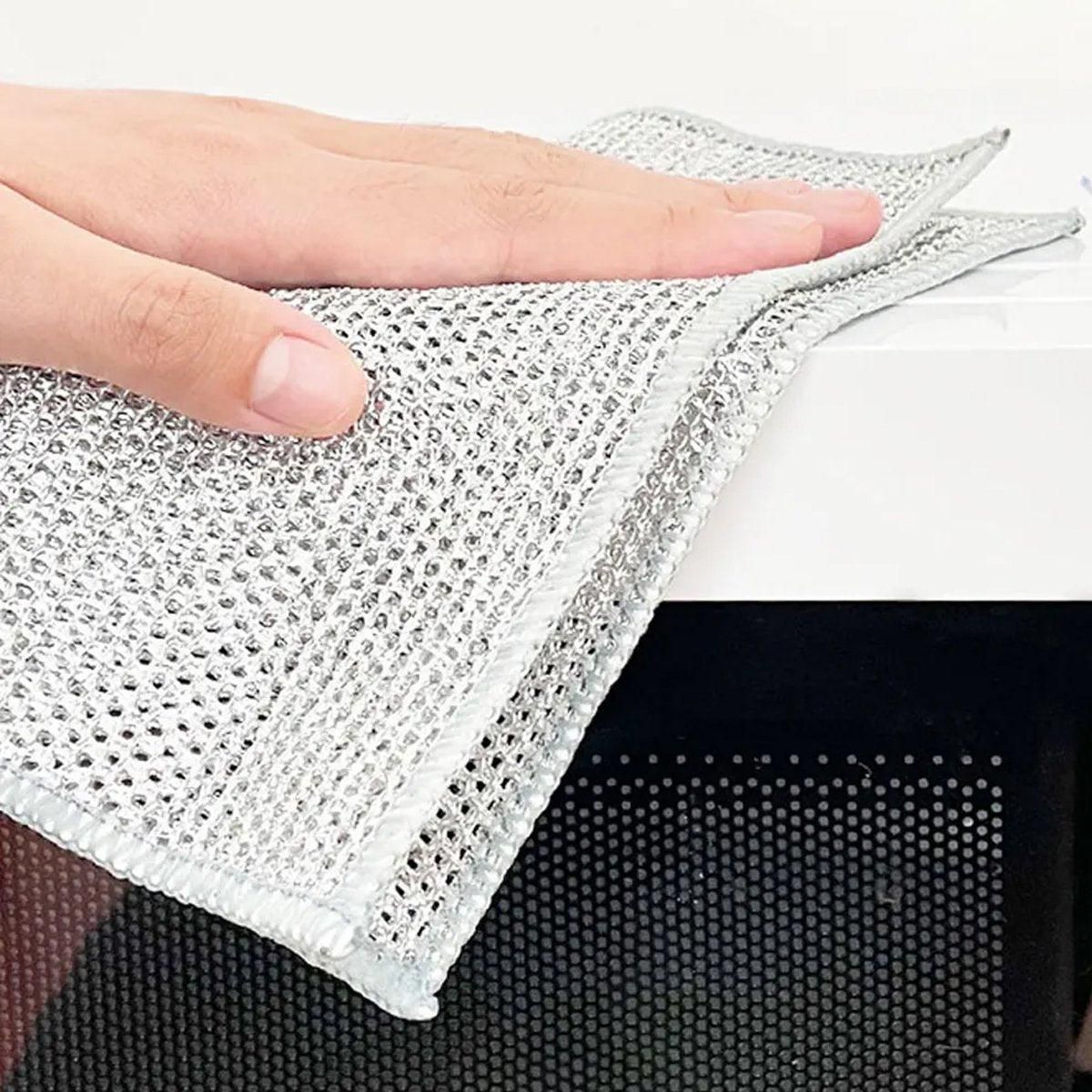 10PCS Double Layer Dishcloth Non-stick Oil Kitchen Cleaning Cloth Metal Fiber V528-DISHCLOTH-10PCS-301239
