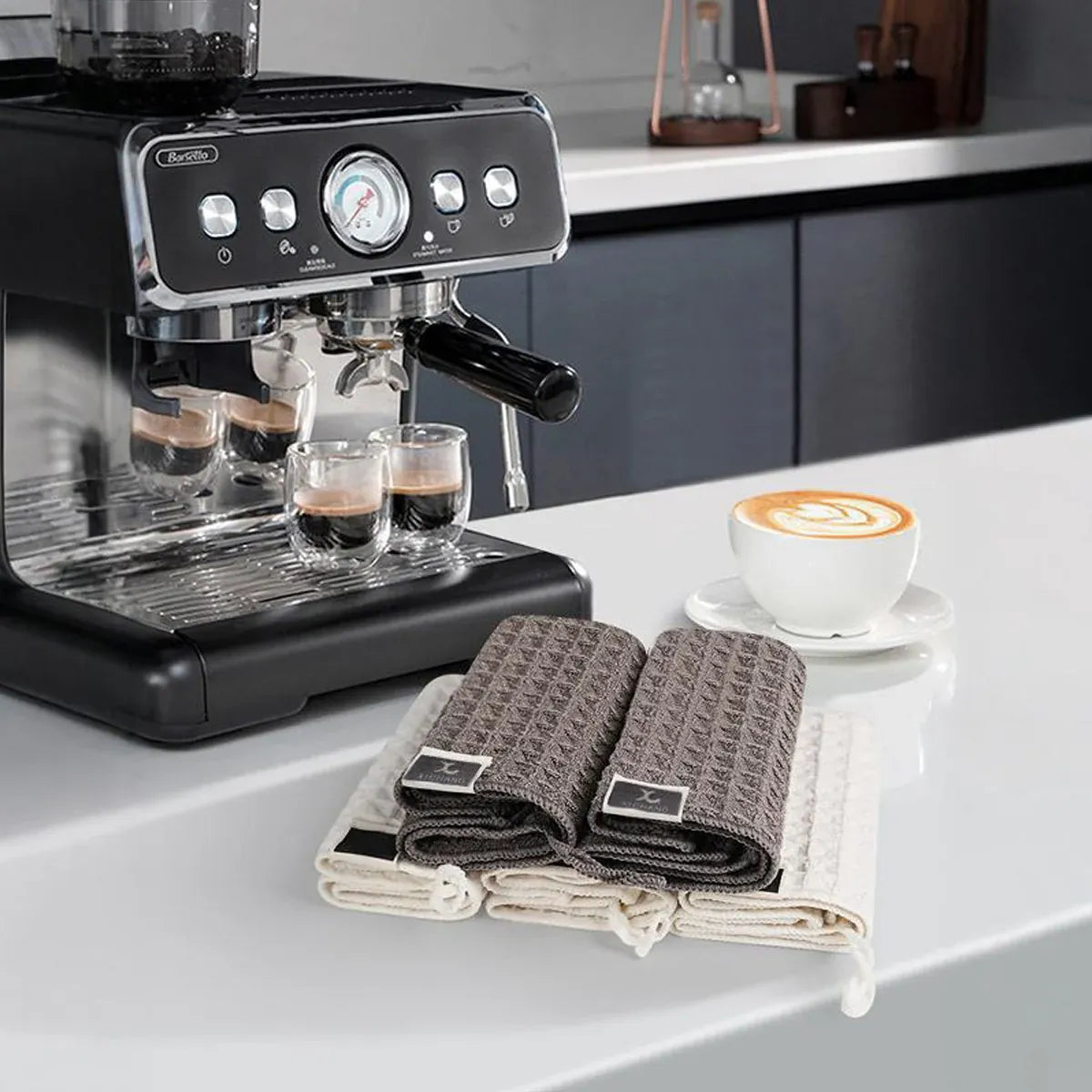 5PCS Waffle Cleaning Cloth Coffee Machine Bar Towel Dish Rag Absorbent - Blue V528-DISHCLOTH-BLUE-5PCS-303056
