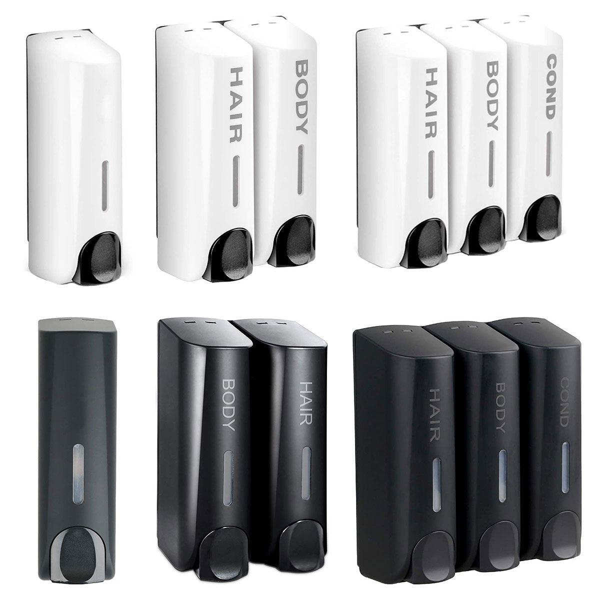 Hotel Wall Mounted Soap Dispenser Bathroom Shampoo Shower Gel Hand Soap Box - Black-Double V528-DISPENSER-BLACK-DOUBLE-968716