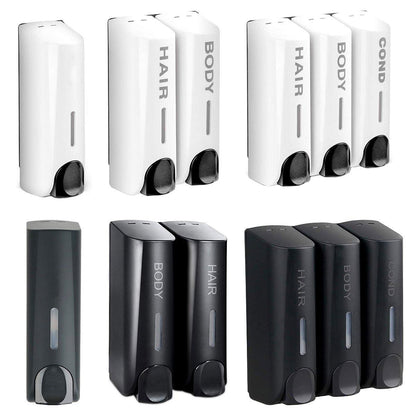 Hotel Wall Mounted Soap Dispenser Bathroom Shampoo Shower Gel Hand Soap Box - Black-Double V528-DISPENSER-BLACK-DOUBLE-968716
