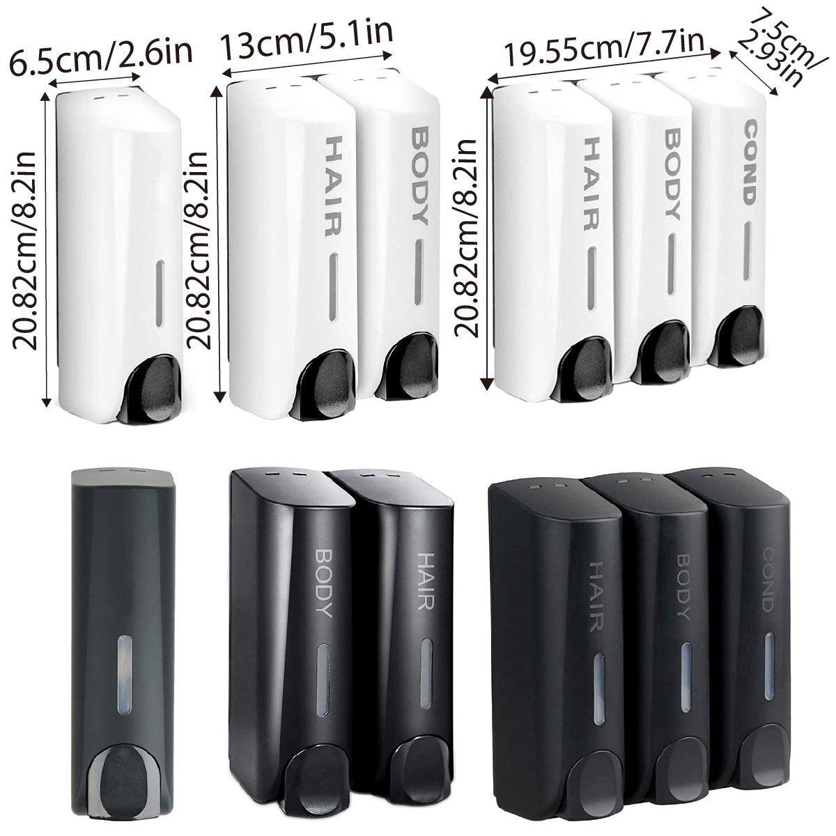 Hotel Wall Mounted Soap Dispenser Bathroom Shampoo Shower Gel Hand Soap Box - Black-Double V528-DISPENSER-BLACK-DOUBLE-968716