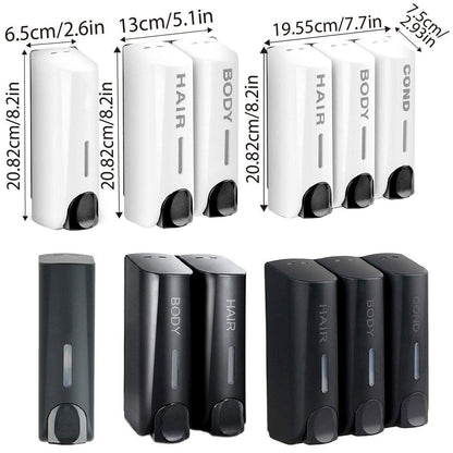 Hotel Wall Mounted Soap Dispenser Bathroom Shampoo Shower Gel Hand Soap Box - Black-Double V528-DISPENSER-BLACK-DOUBLE-968716