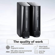 Hotel Wall Mounted Soap Dispenser Bathroom Shampoo Shower Gel Hand Soap Box - Black-Double V528-DISPENSER-BLACK-DOUBLE-968716