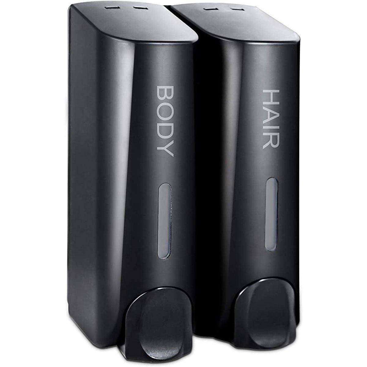 Hotel Wall Mounted Soap Dispenser Bathroom Shampoo Shower Gel Hand Soap Box - Black-Double V528-DISPENSER-BLACK-DOUBLE-968716