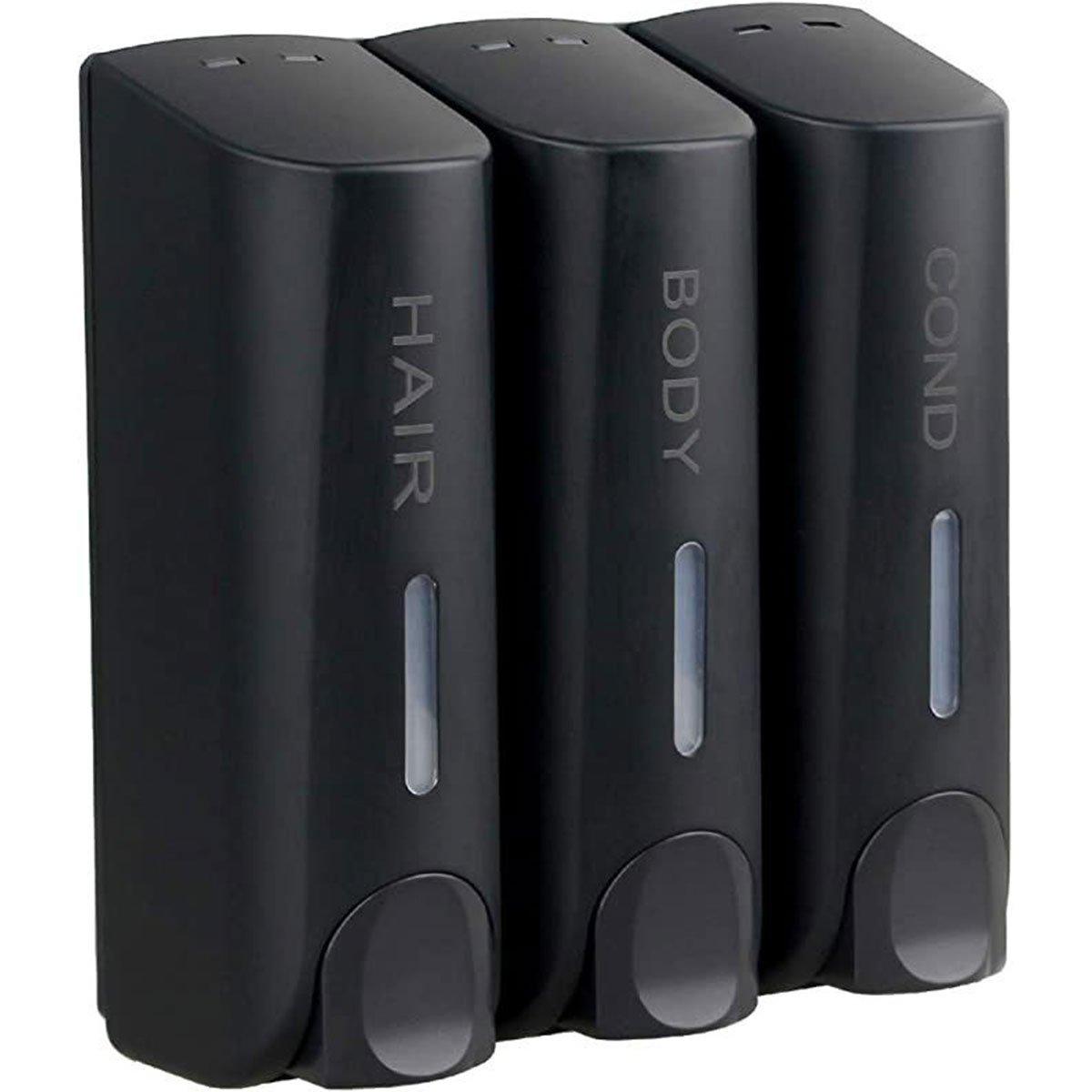 Hotel Wall Mounted Soap Dispenser Bathroom Shampoo Shower Gel Hand Soap Box - Black-Double V528-DISPENSER-BLACK-DOUBLE-968716