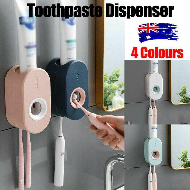 Automatic Toothpaste Dispenser Bathroom Wall-Mounted Rack Toothbrush Holder - Dark Blue V528-DISPENSER-DARKBLUE-292830