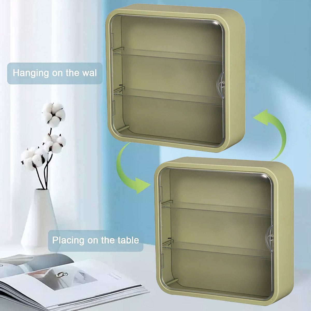 Wall Mounted Showcase Acrylic Figures Toys Display Case Dustproof Storage Box - Green V528-DISPLAY-GREEN-377546