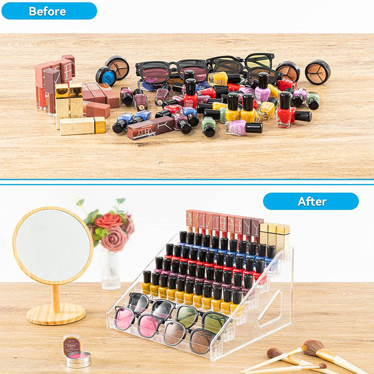 6/7 Layer Nail Polish Storage Box Multi Layer Clear Display Rack Organizer Stand - 6-Tier V528-DISPLAY-STAND-6-146071