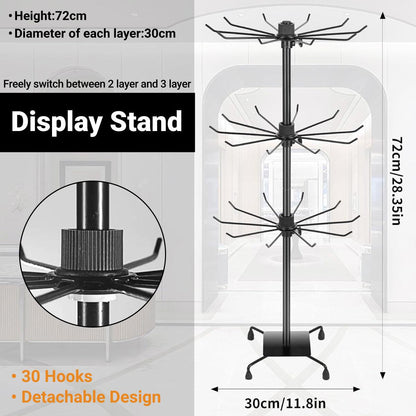 3-Tier Rotating Sock Rack Accessories Hanging Display Stand Organizer for Storage V528-DISPLAY-STAND-BLACK-987369