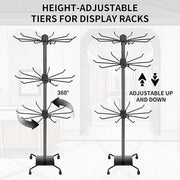 3-Tier Rotating Sock Rack Accessories Hanging Display Stand Organizer for Storage V528-DISPLAY-STAND-BLACK-987369